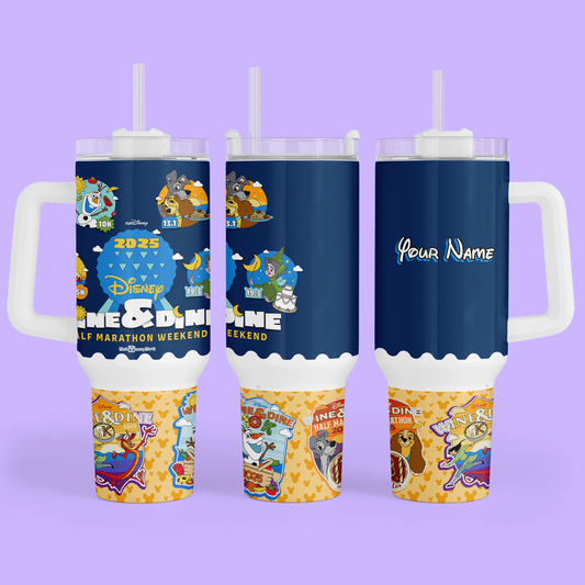 RunDisney Personalized 40 oz Tumbler - Wine & Dine 2025 - Two Crafty Gays