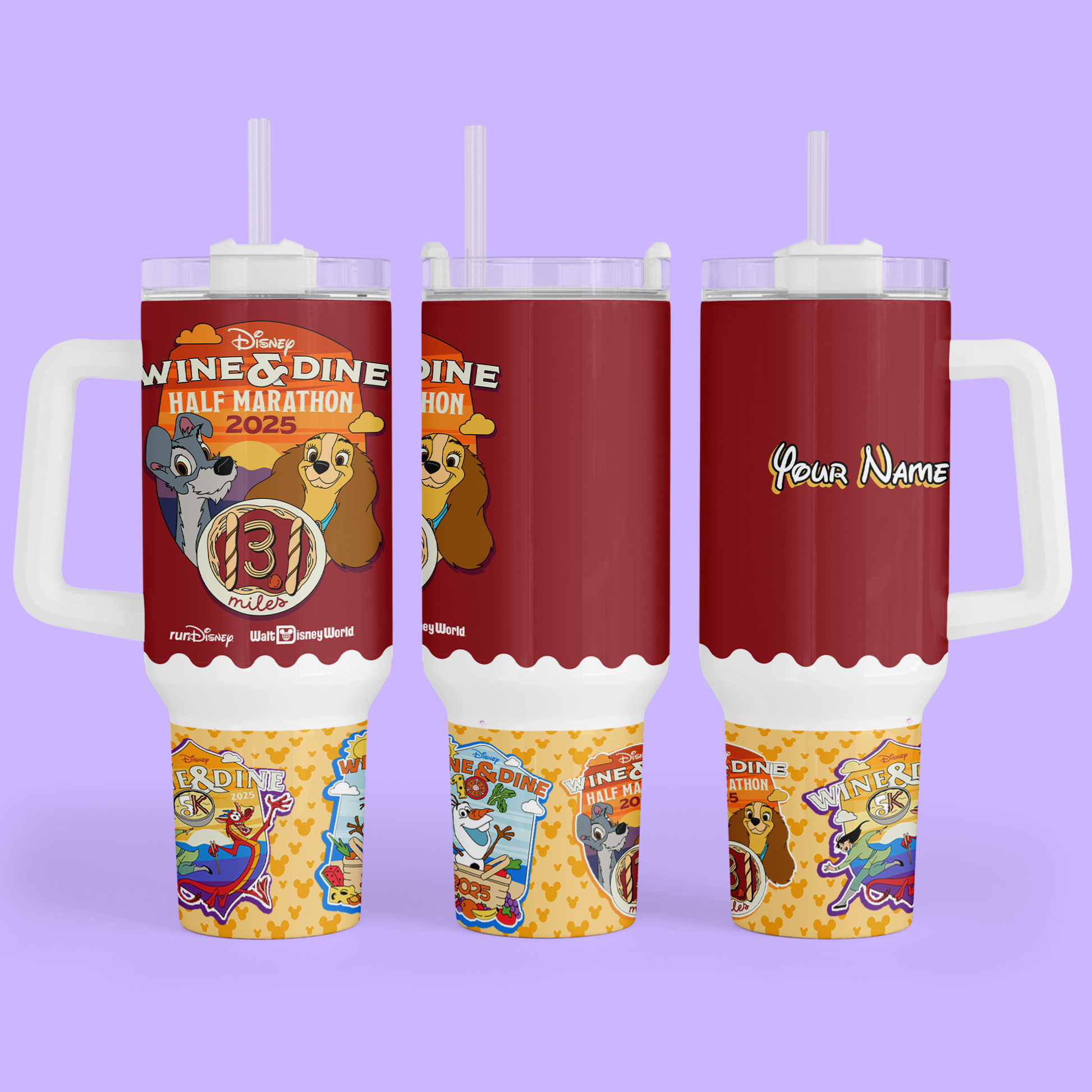 RunDisney Personalized 40 oz Tumbler - Wine & Dine 2025 - Two Crafty Gays