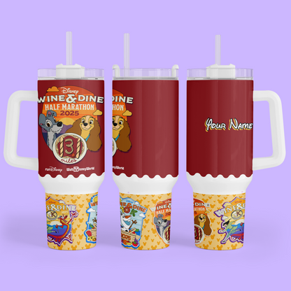 RunDisney Personalized 40 oz Tumbler - Wine & Dine 2025 - Two Crafty Gays