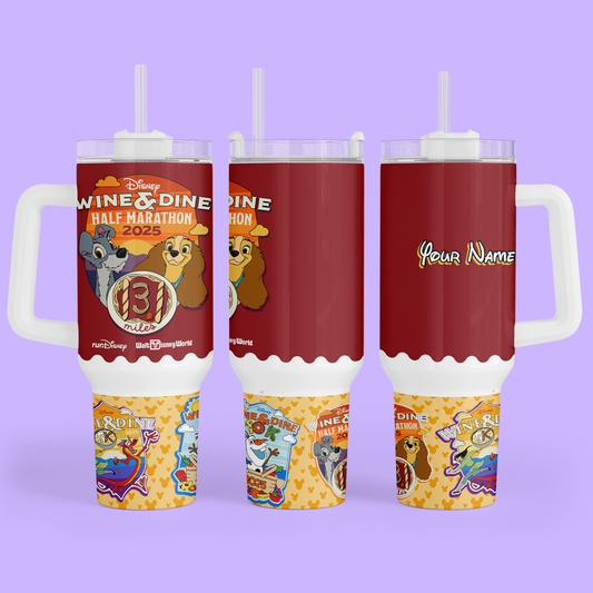 RunDisney Personalized 40 oz Tumbler - Wine & Dine 2025 - Two Crafty Gays