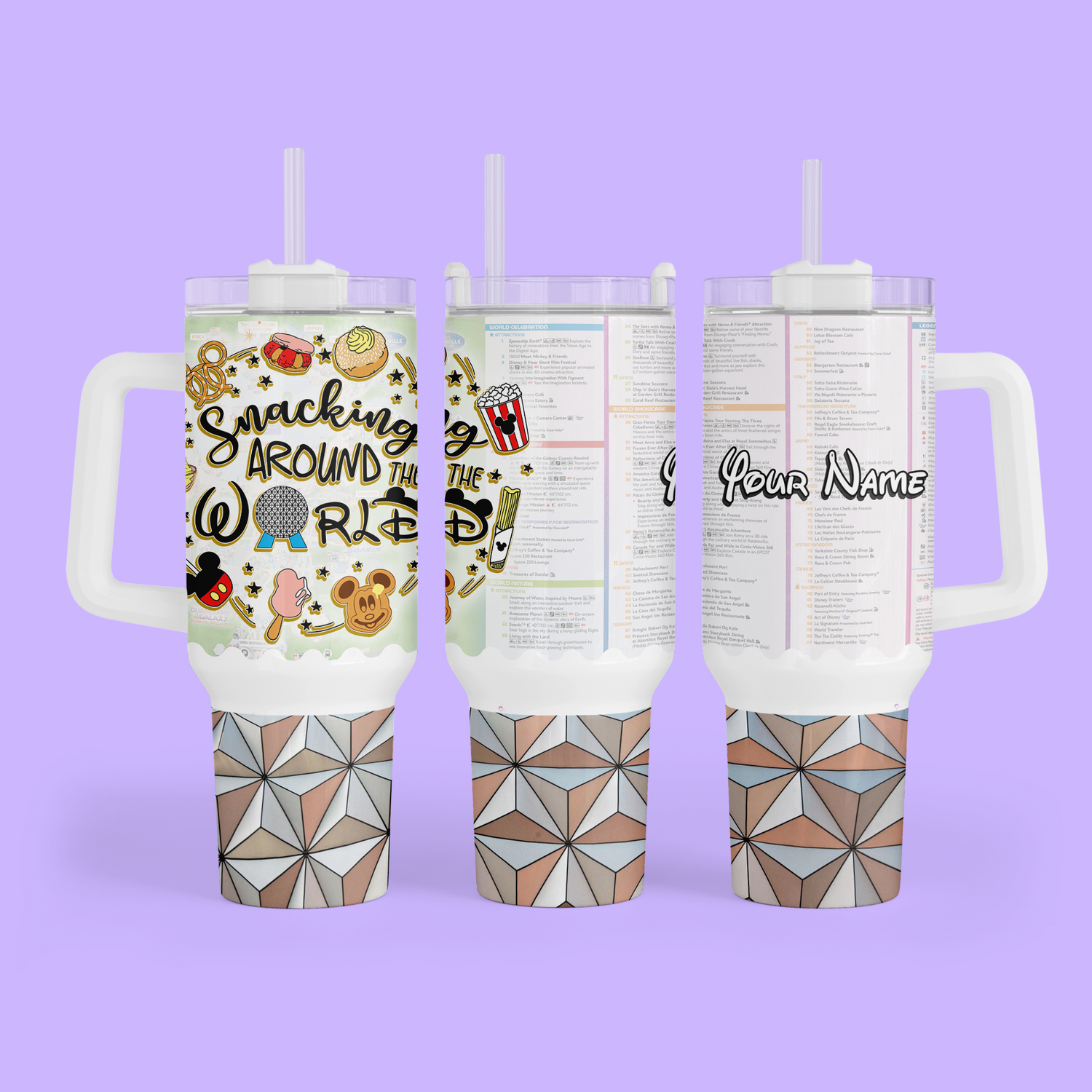 Disney Epcot 40 oz Tumbler - Snacking Around the World - Two Crafty Gays