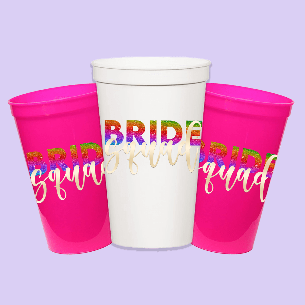 Bachelorette Party Cups Bride Squad (Set of 8) - Two Crafty Gays