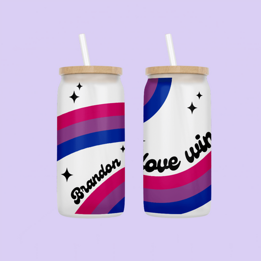 Bisexual Flag "Love Wins" Drinking Glass - Two Crafty Gays