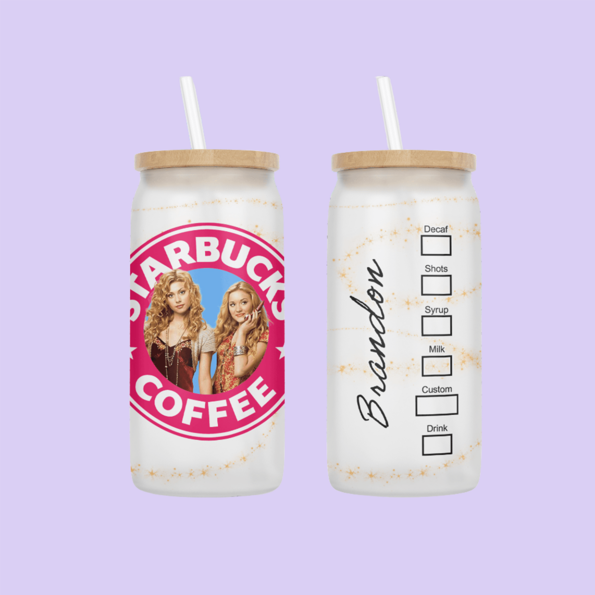 Cow Belles Starbucks Drinking Glass - Two Crafty Gays