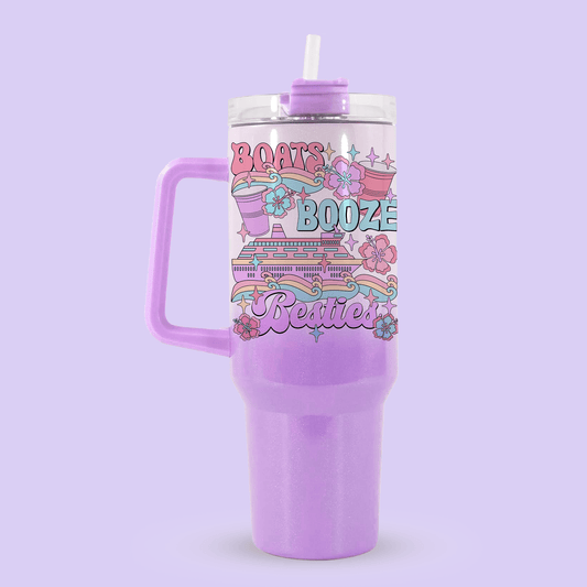 Cruise 40oz Quencher Tumbler - Boats, Booze, Besties - Two Crafty Gays