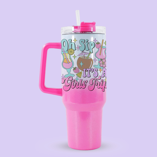 Cruise 40oz Quencher Tumbler - Oh Sip It's a Girls Trip - Two Crafty Gays