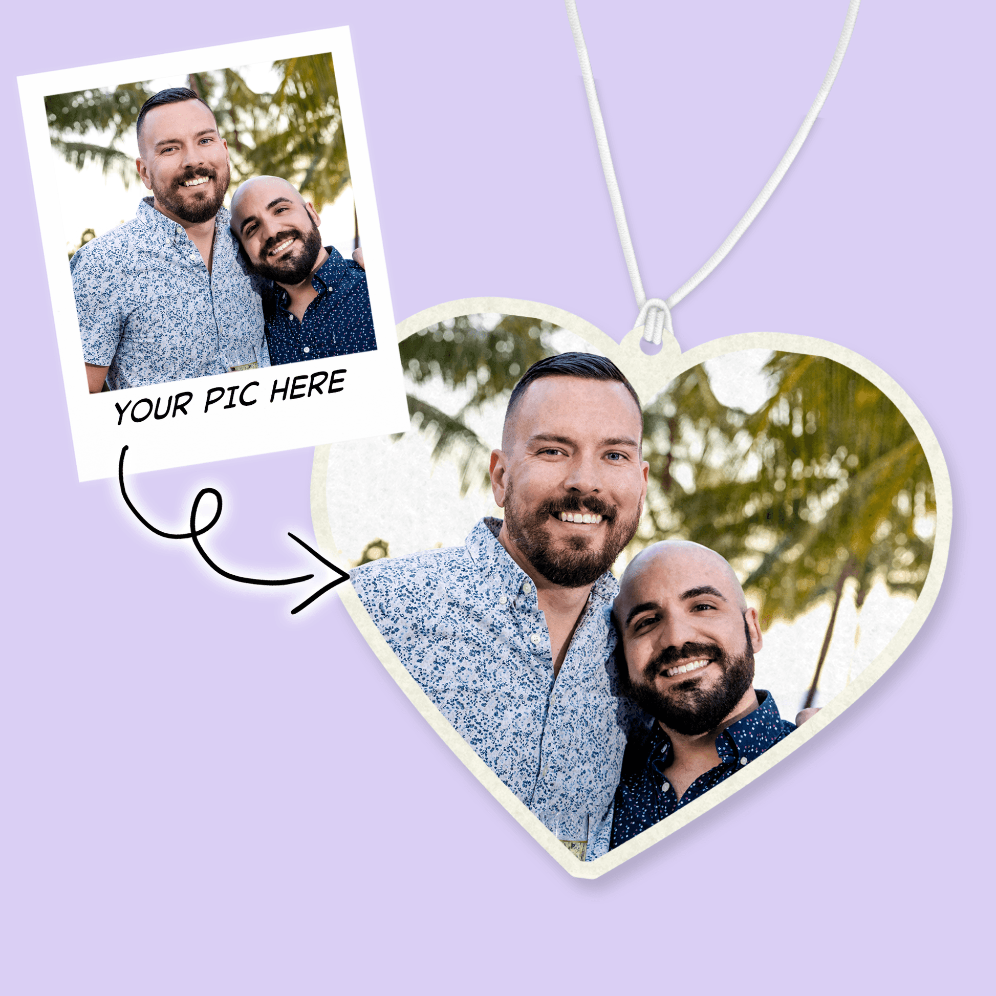 Custom Photo Air Freshener - Heart - Two Crafty Gays