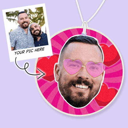 Custom Photo Air Freshener - Valentine Glasses - Two Crafty Gays