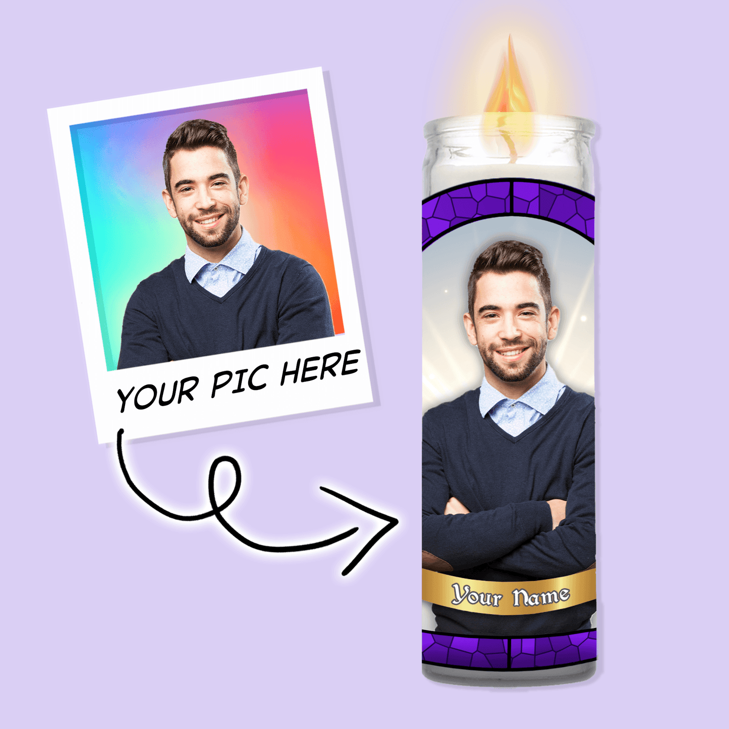 Custom Photo Prayer Candle - Two Crafty Gays