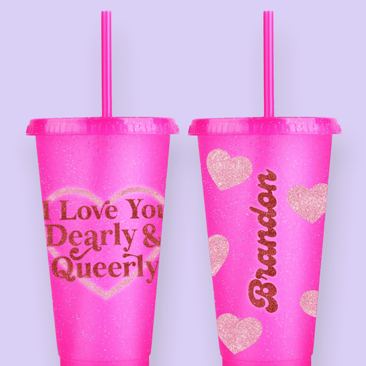 "Dearly & Queerly" Personalized Tumbler Cup - Two Crafty Gays