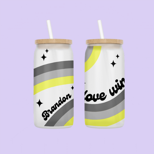 Demigender Flag "Love Wins" Drinking Glass - Two Crafty Gays