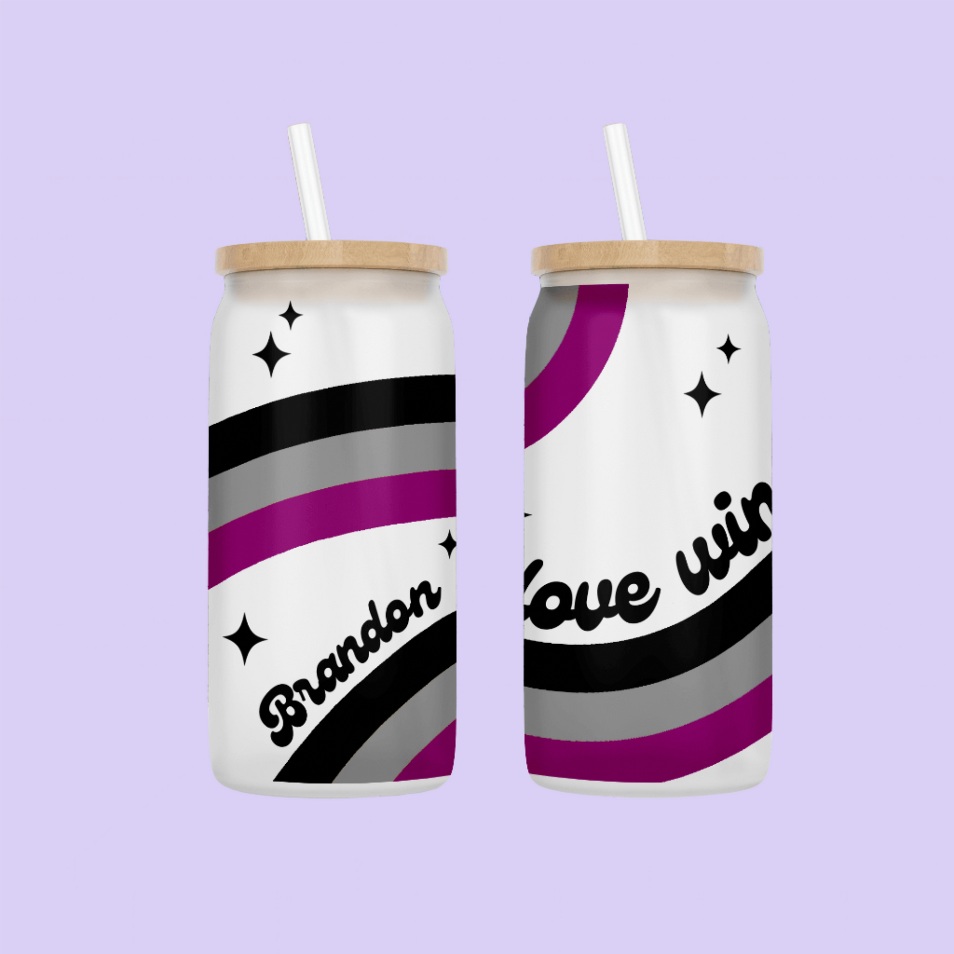 Demisexual & Asexual Flag "Love Wins" Drinking Glass - Two Crafty Gays