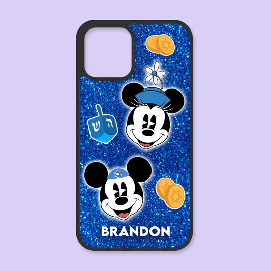 Disney Characters Hanukkah Personalized Phone Case - Mickey & Minnie - Two Crafty Gays
