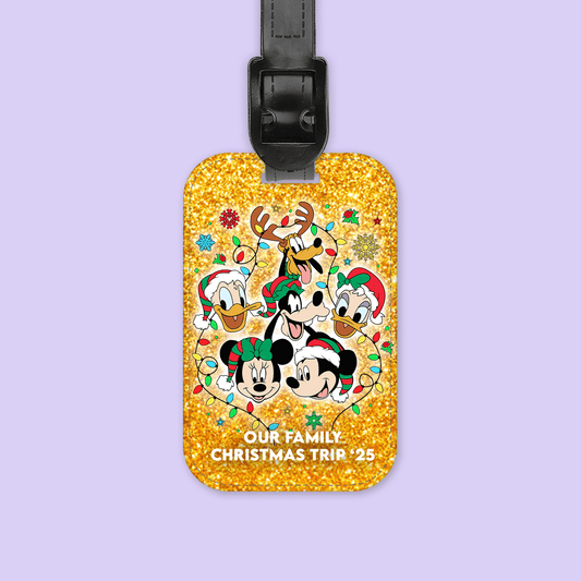 Disney Characters Personalized Christmas Luggage Tag - Two Crafty Gays