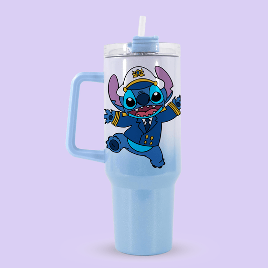 Disney Cruise Line 40oz Quencher Tumbler - Captain Stitch - Two Crafty Gays