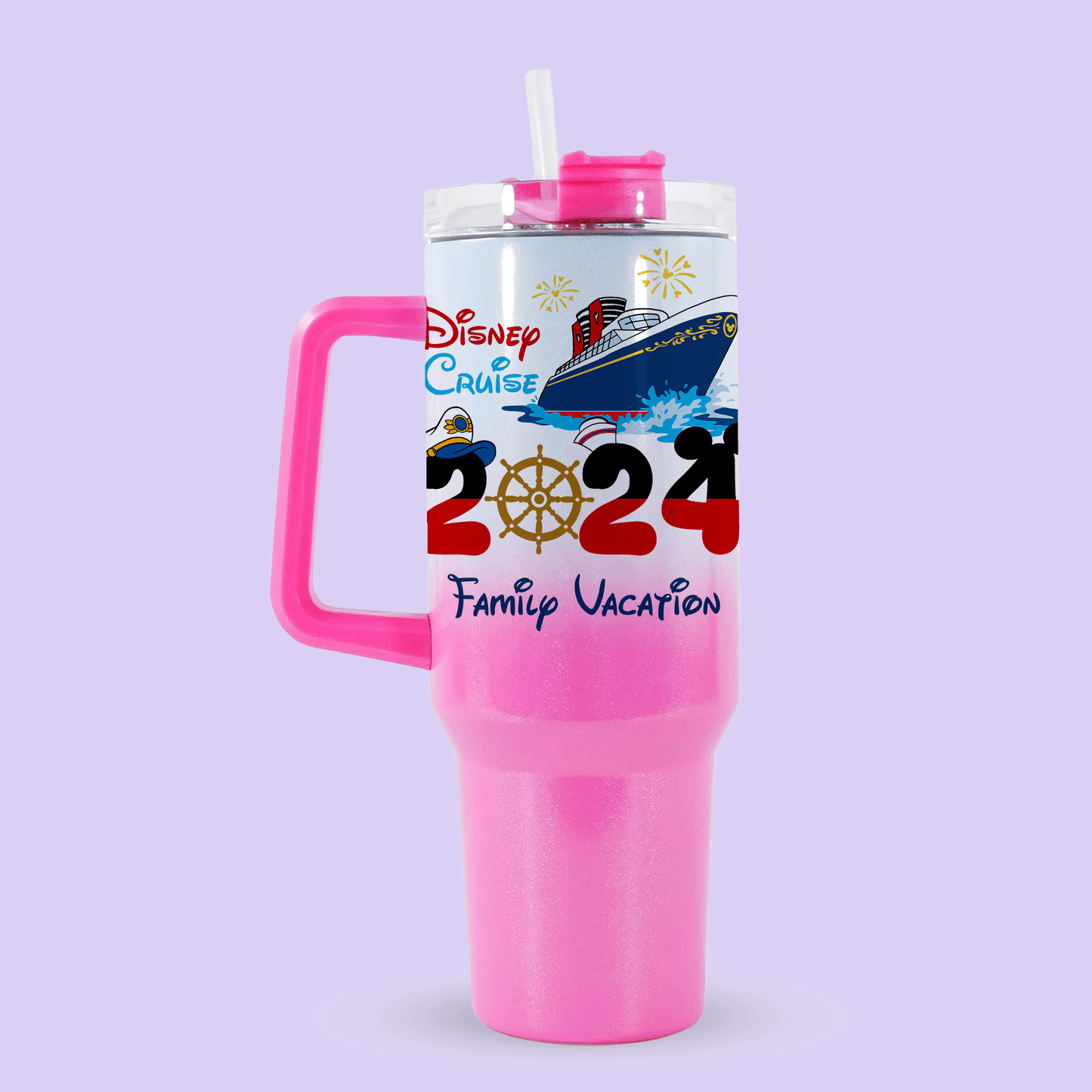 Disney Cruise Line 40oz Quencher Tumbler - Family Vacation 2024 - Two Crafty Gays