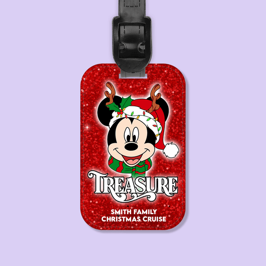 Disney Cruise Line Personalized Christmas Luggage Tag - Mickey - Two Crafty Gays