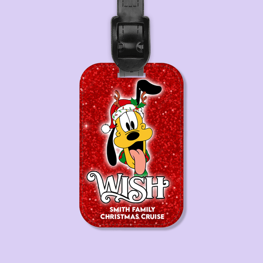 Disney Cruise Line Personalized Christmas Luggage Tag - Pluto - Two Crafty Gays