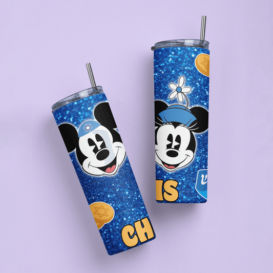 Disney Hanukkah Personalized Tumbler - Mickey & Minnie - Two Crafty Gays