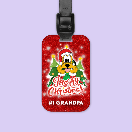 Disney Personalized Christmas Luggage Tag - Pluto - Two Crafty Gays