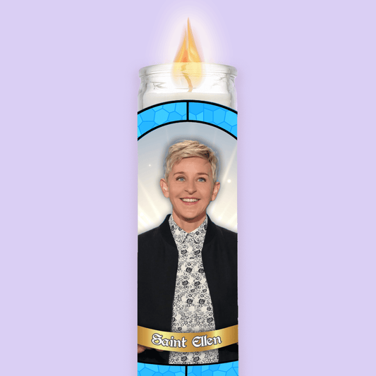 Ellen Degeneres Prayer Candle - Two Crafty Gays