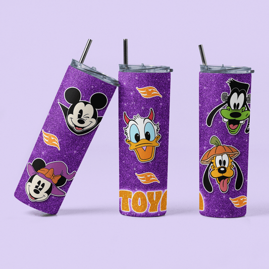 Halloween Disney Cruise Line Personalized Characters Tumbler Cup - Purple - Two Crafty Gays