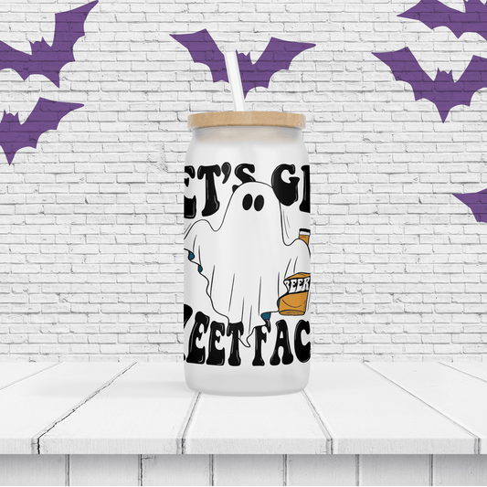 Halloween "Let's Get Sheet Faced" Personalized Drinking Glass - Two Crafty Gays