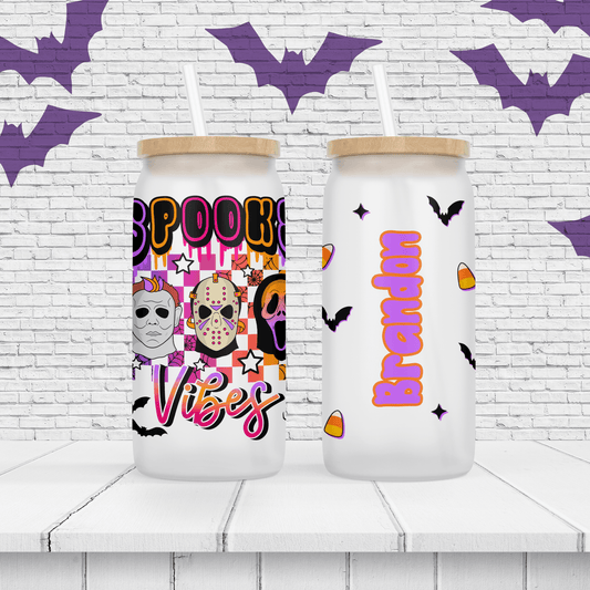 Halloween "Spooky Vibes" Personalized Drinking Glass - Two Crafty Gays