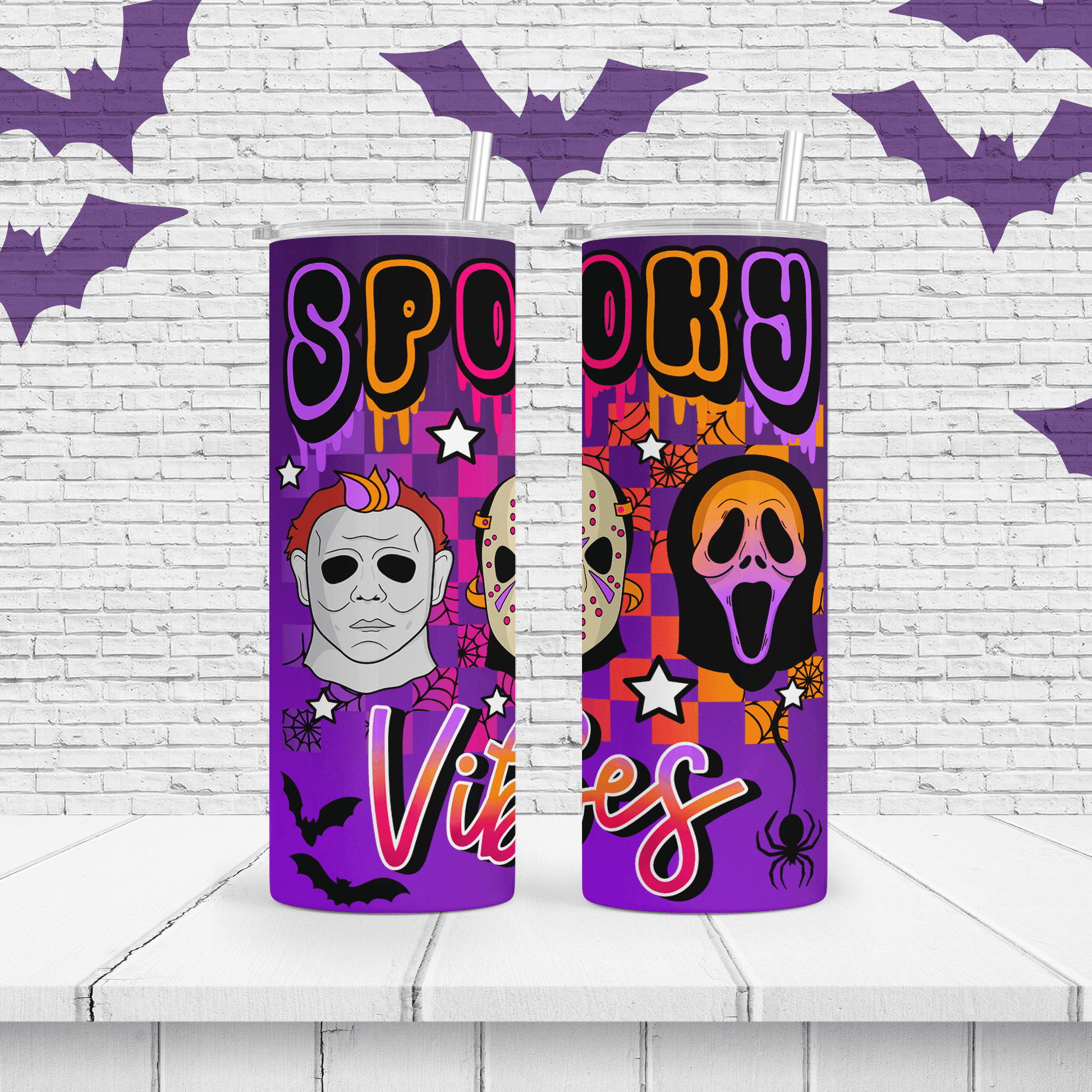 Halloween Spooky Vibes Personalized Tumbler Cup - Two Crafty Gays