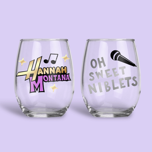 Hannah Montana Personalized Stemless Wine Glass - Two Crafty Gays