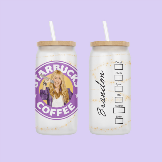 Hannah Montana Starbucks Drinking Glass - Two Crafty Gays