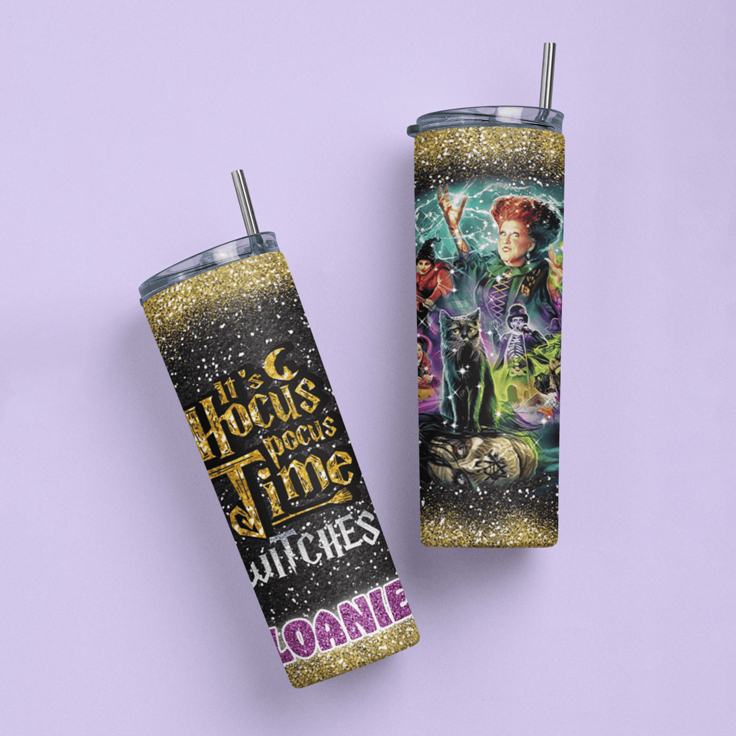 "It's Hocus Pocus Time Witches" Personalized Tumbler Cup - Two Crafty Gays