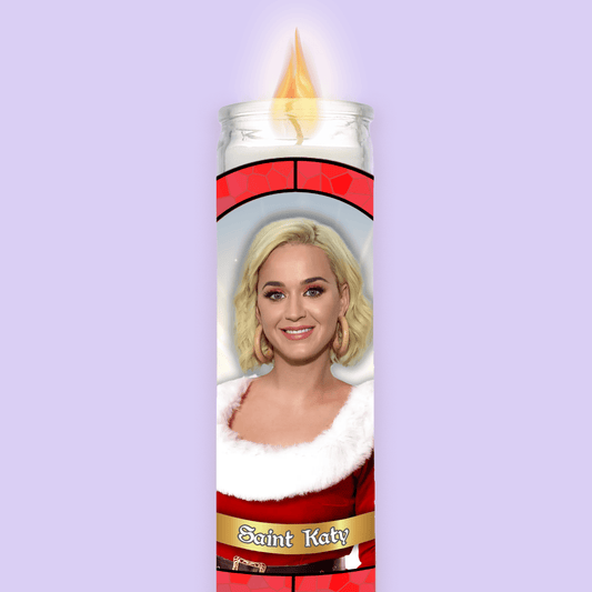Katy Perry Christmas Prayer Candle - Two Crafty Gays