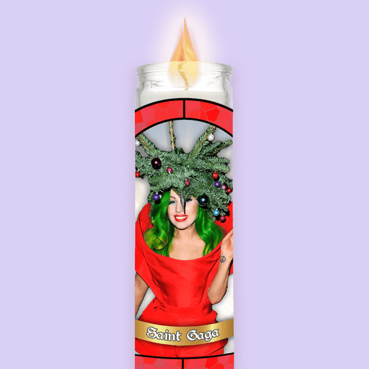 Lady Gaga Christmas Prayer Candle - Two Crafty Gays