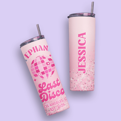 Last Disco Personalized Bachelorette Tumbler Cup - Two Crafty Gays