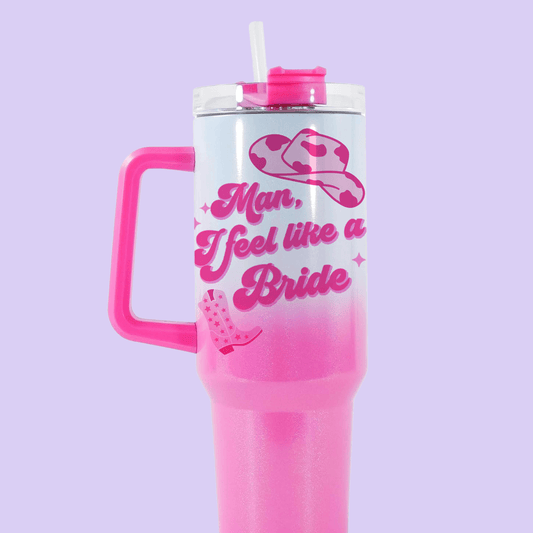 Last Rodeo Bachelorette 40oz Quencher Tumbler - Man, I Feel Like a Bride - Two Crafty Gays