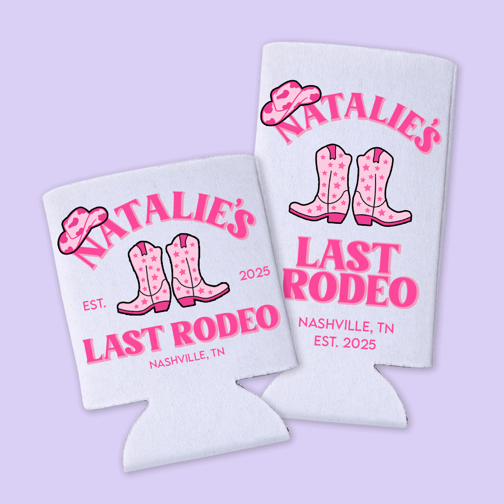 Last Rodeo Personalized Bachelorette Can Coolers - Two Crafty Gays