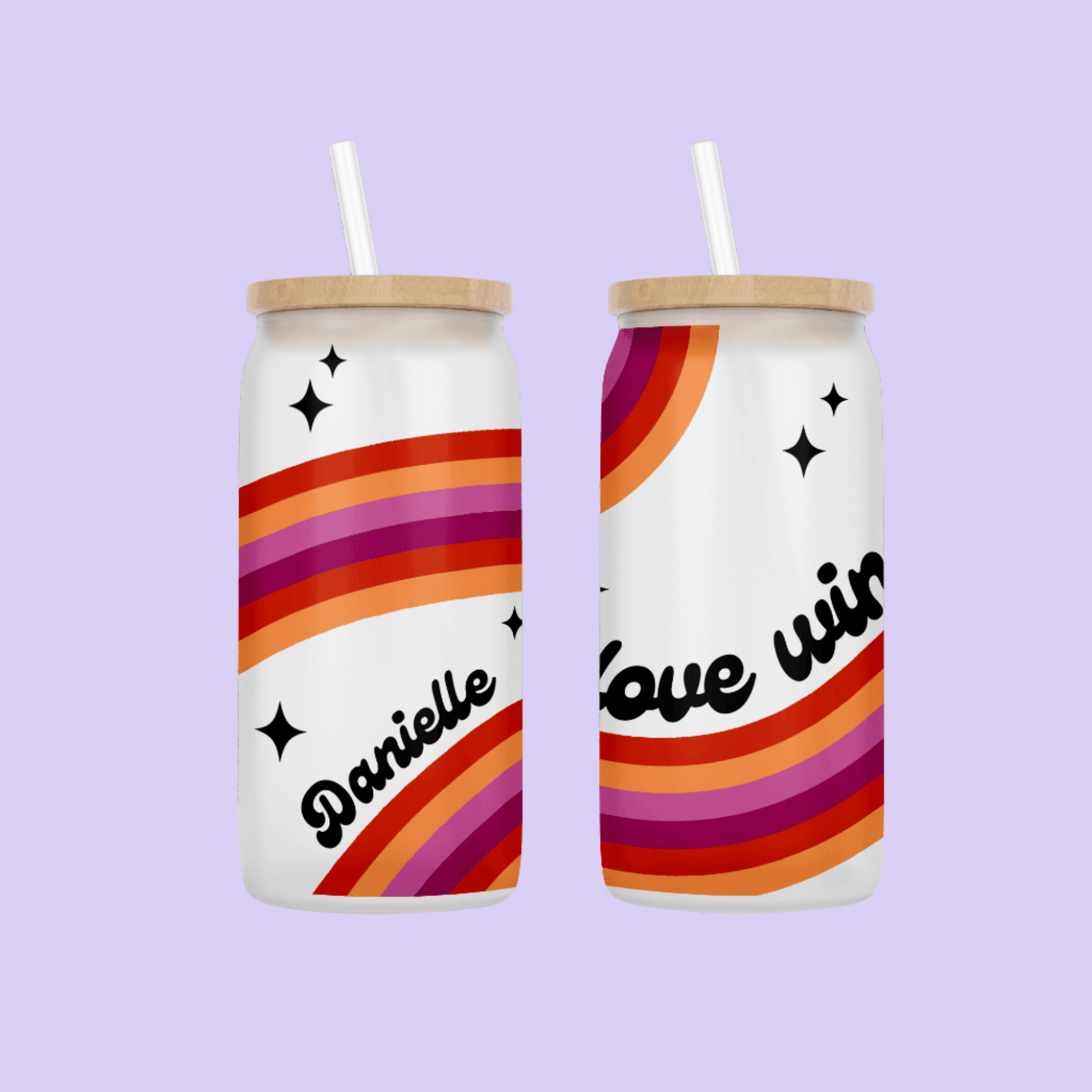 Lesbian Flag "Love Wins" Drinking Glass - Two Crafty Gays