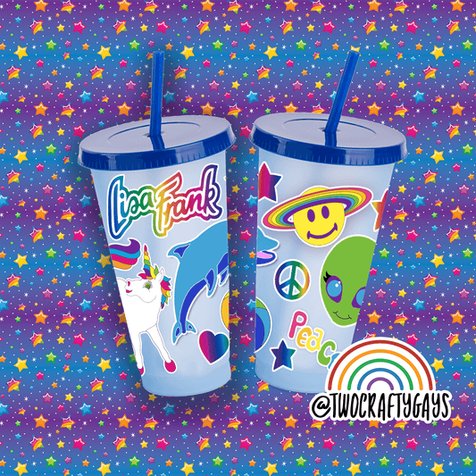 Lisa Frank-inspired Tumbler Cup - Two Crafty Gays