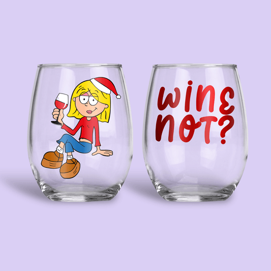 Lizzie McGuire Christmas Personalized Stemless Wine Glass - Two Crafty Gays