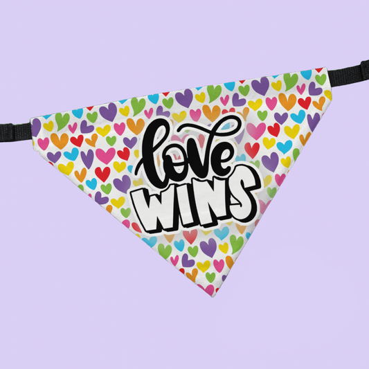 Love Wins Pet Collar Bandana - Two Crafty Gays