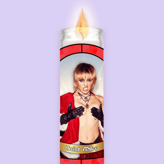 Miley Cyrus Christmas Prayer Candle - Two Crafty Gays