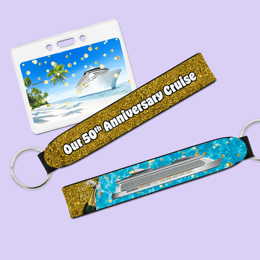 Personalized Anniversary Cruise Wristlet (Gold) - Two Crafty Gays
