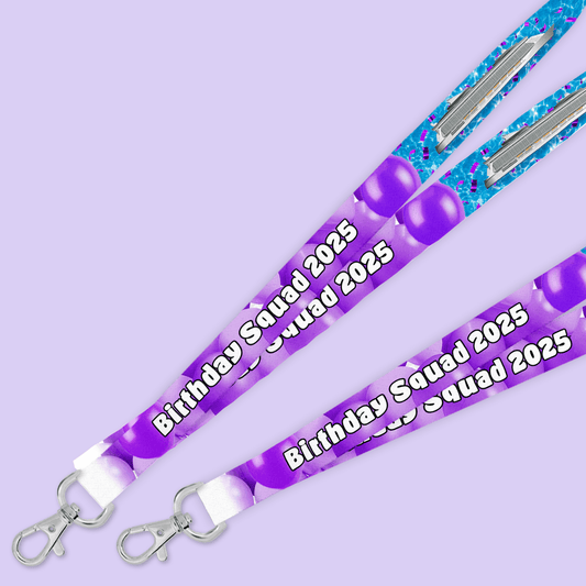 Personalized Birthday Cruise Lanyard - Purple Balloons - Two Crafty Gays