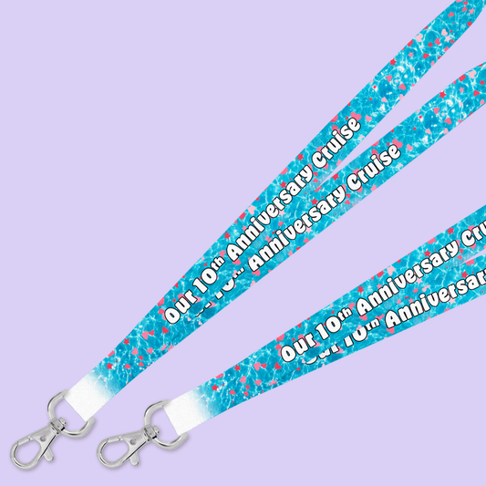 Personalized Cruise Lanyard - Pink Hearts - Two Crafty Gays