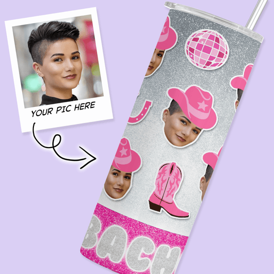 Personalized Cutout Face Tumbler - Disco Cowgirl - Two Crafty Gays