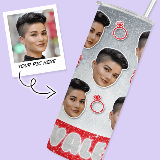Personalized Cutout Face Tumbler with Rings - Red - Two Crafty Gays