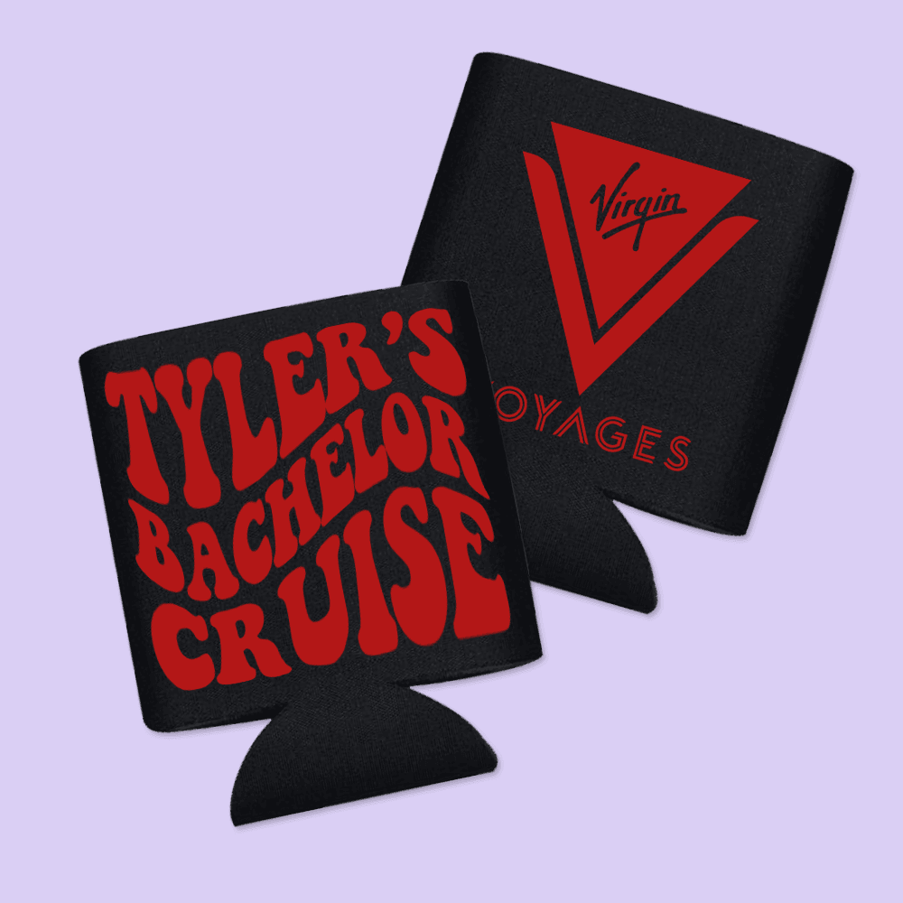 Personalized Virgin Voyages Cruise Can Coolers - Two Crafty Gays