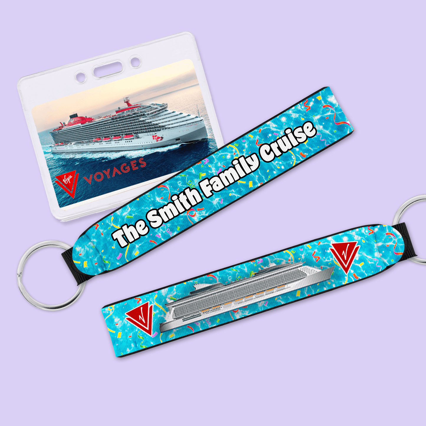 Personalized Virgin Voyages Cruise Wristlet - Two Crafty Gays