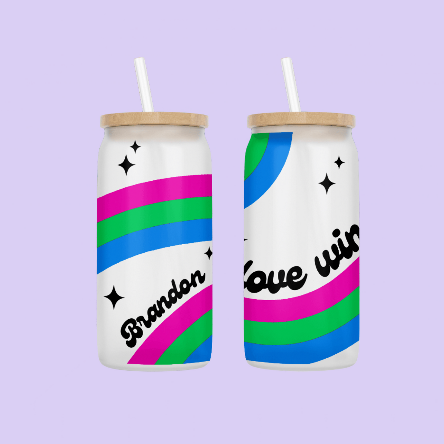 Polysexual Flag "Love Wins" Drinking Glass - Two Crafty Gays